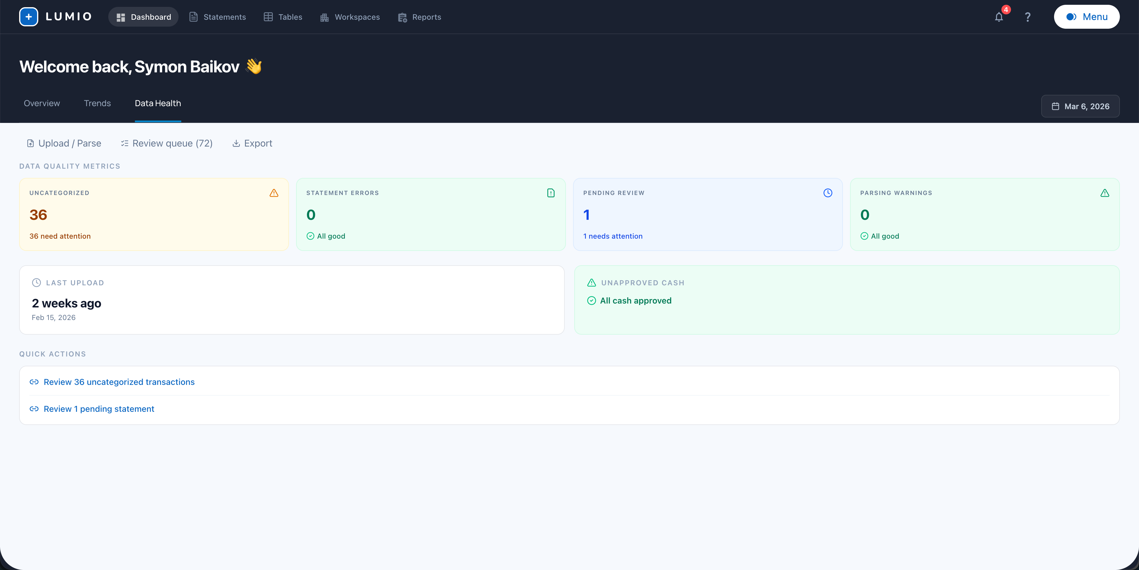 Lumio dashboard
